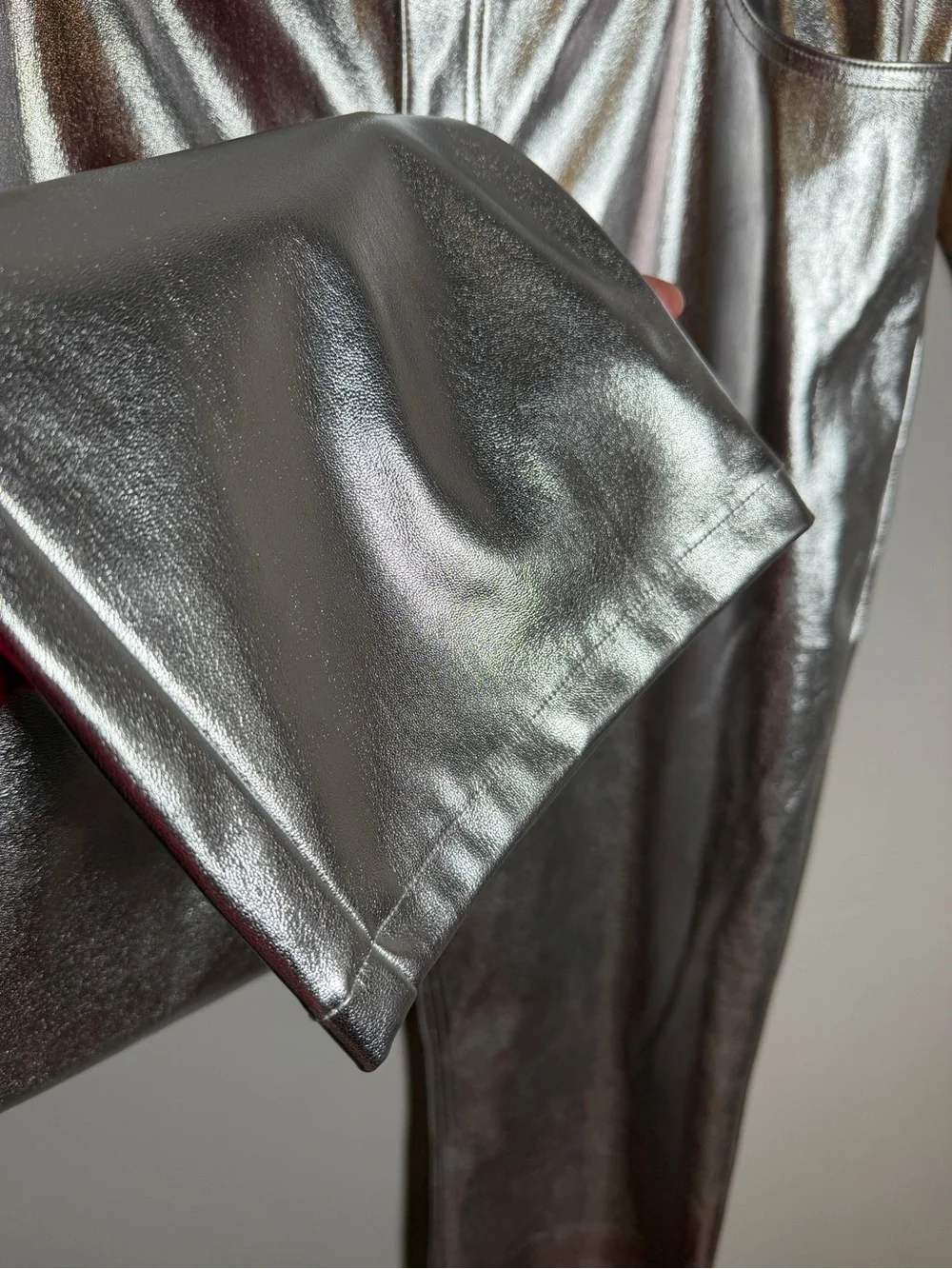 Abercrombie & Fitch Silver Metallic The 90s Straight Leg Ultra High Rise Disco